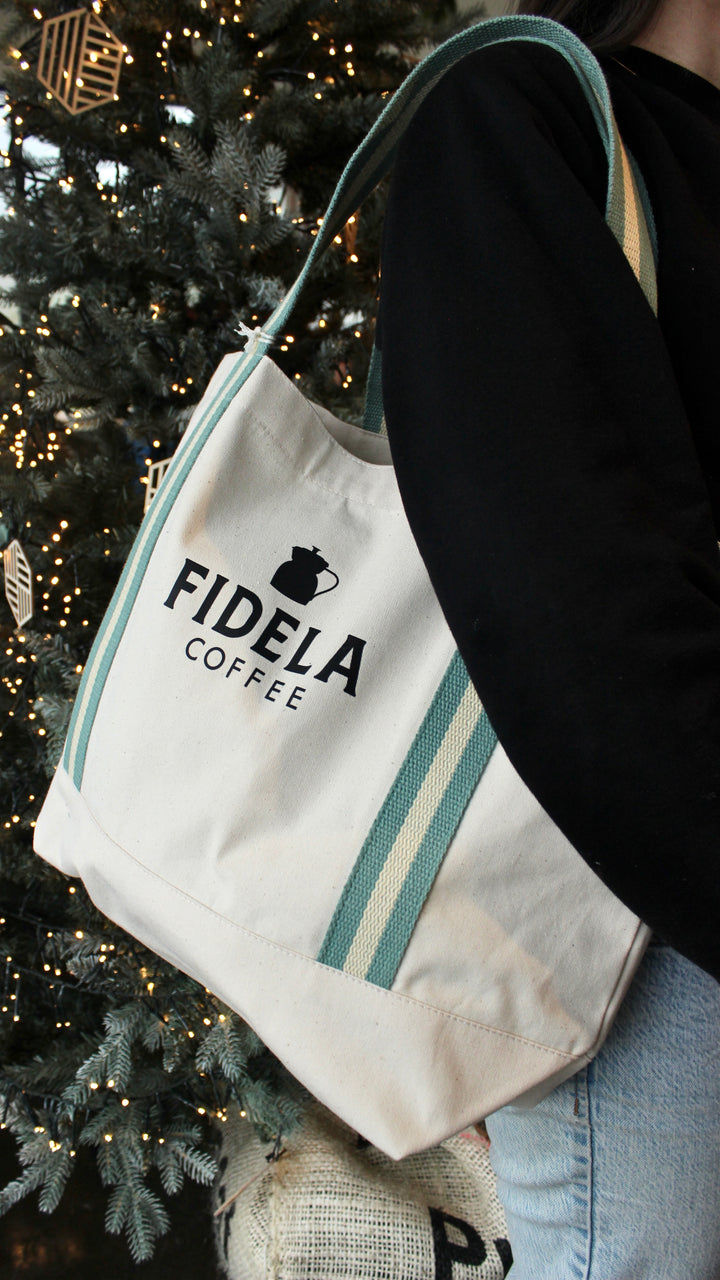 Fidela Tote Bag - Green/Cream